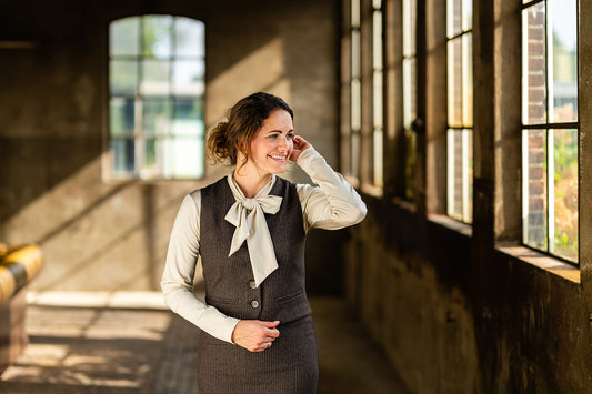 Gilet Nora bruin krijtstreep
