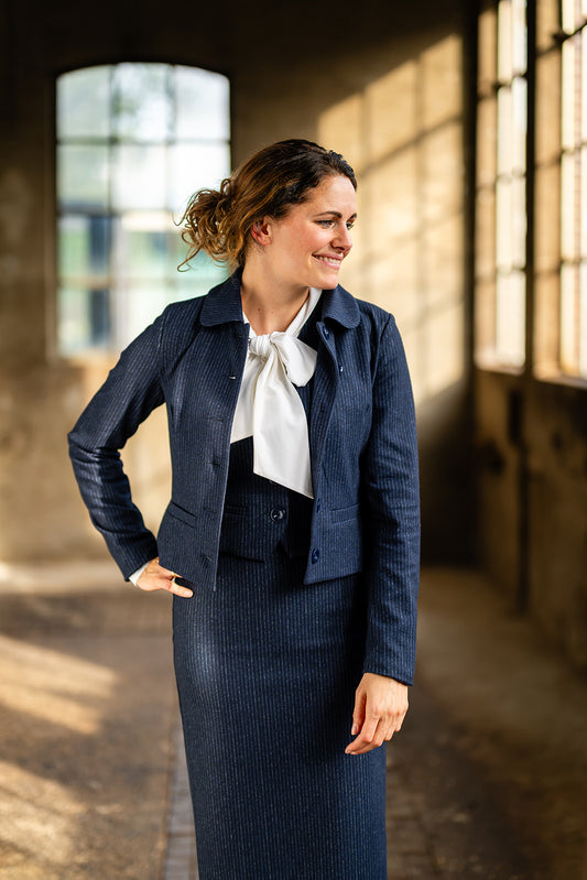 Gilet Nora dark blue pinstripe