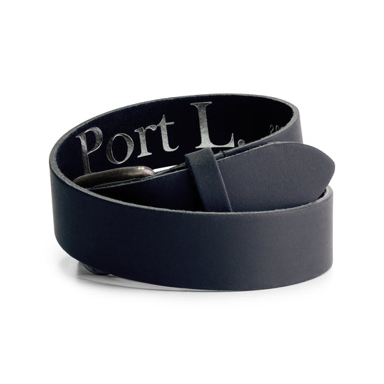 Port L. Leren jongensriem 206 donkerblauw