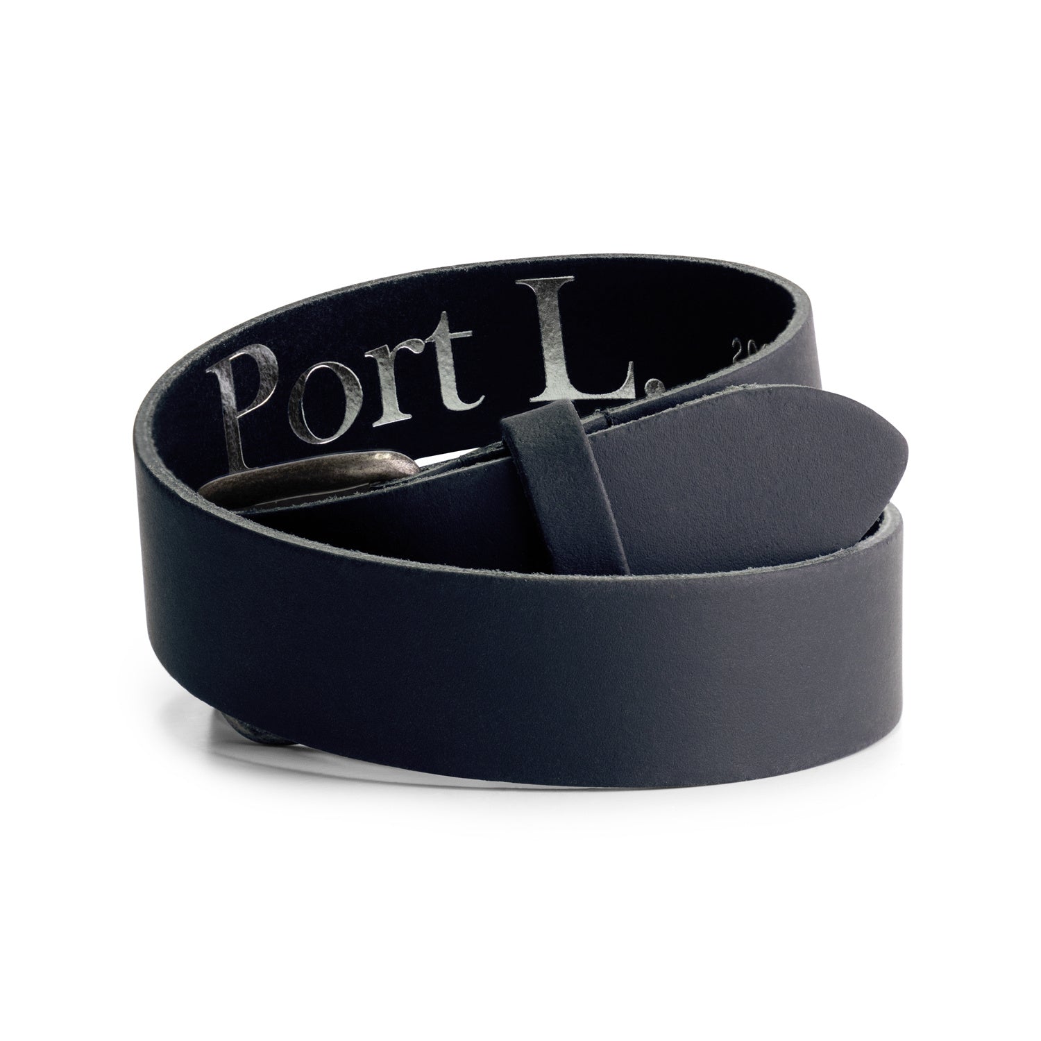 Port L. Leren jongensriem 206 donkerblauw