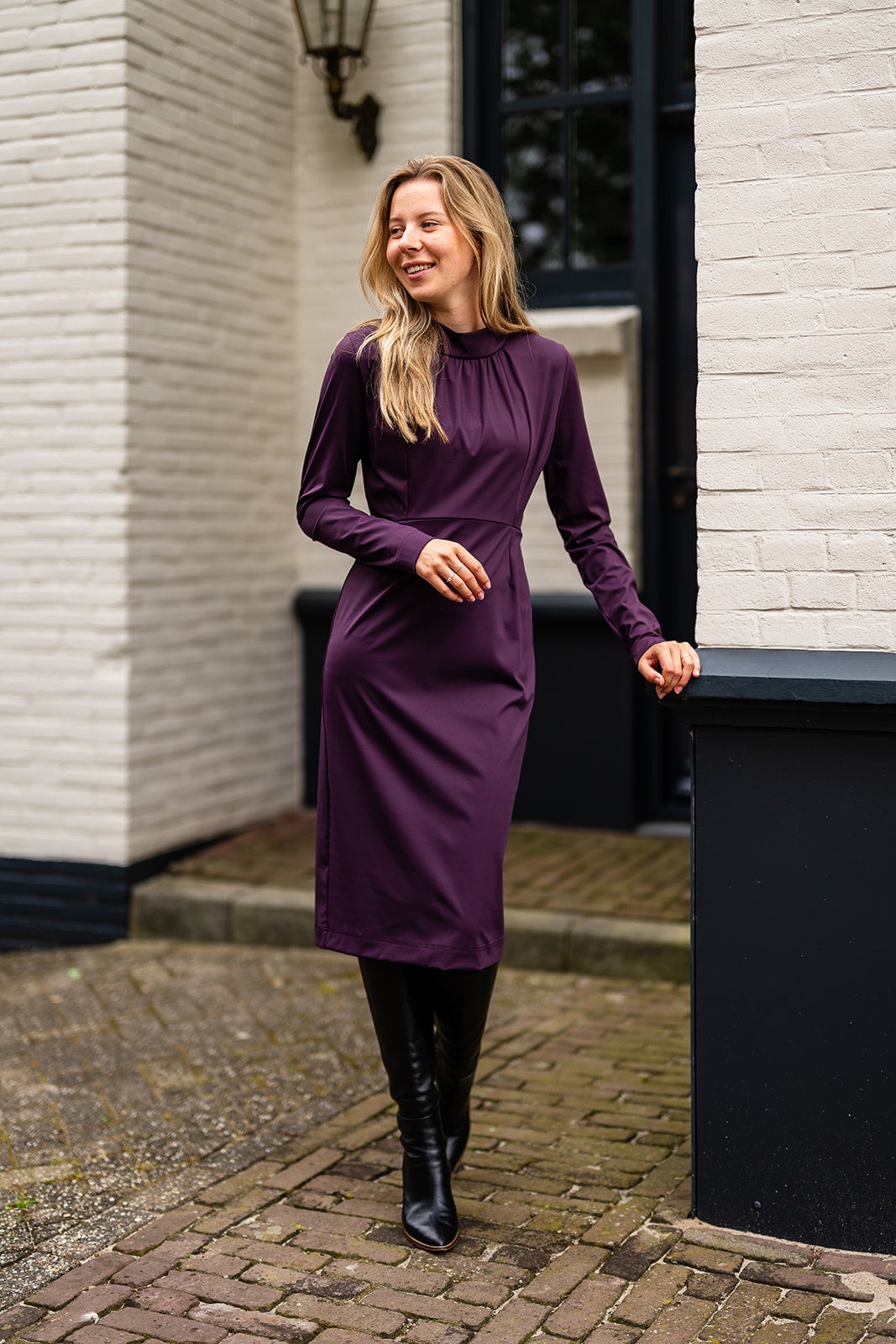 Port Lavande Jurk Leontien aubergine