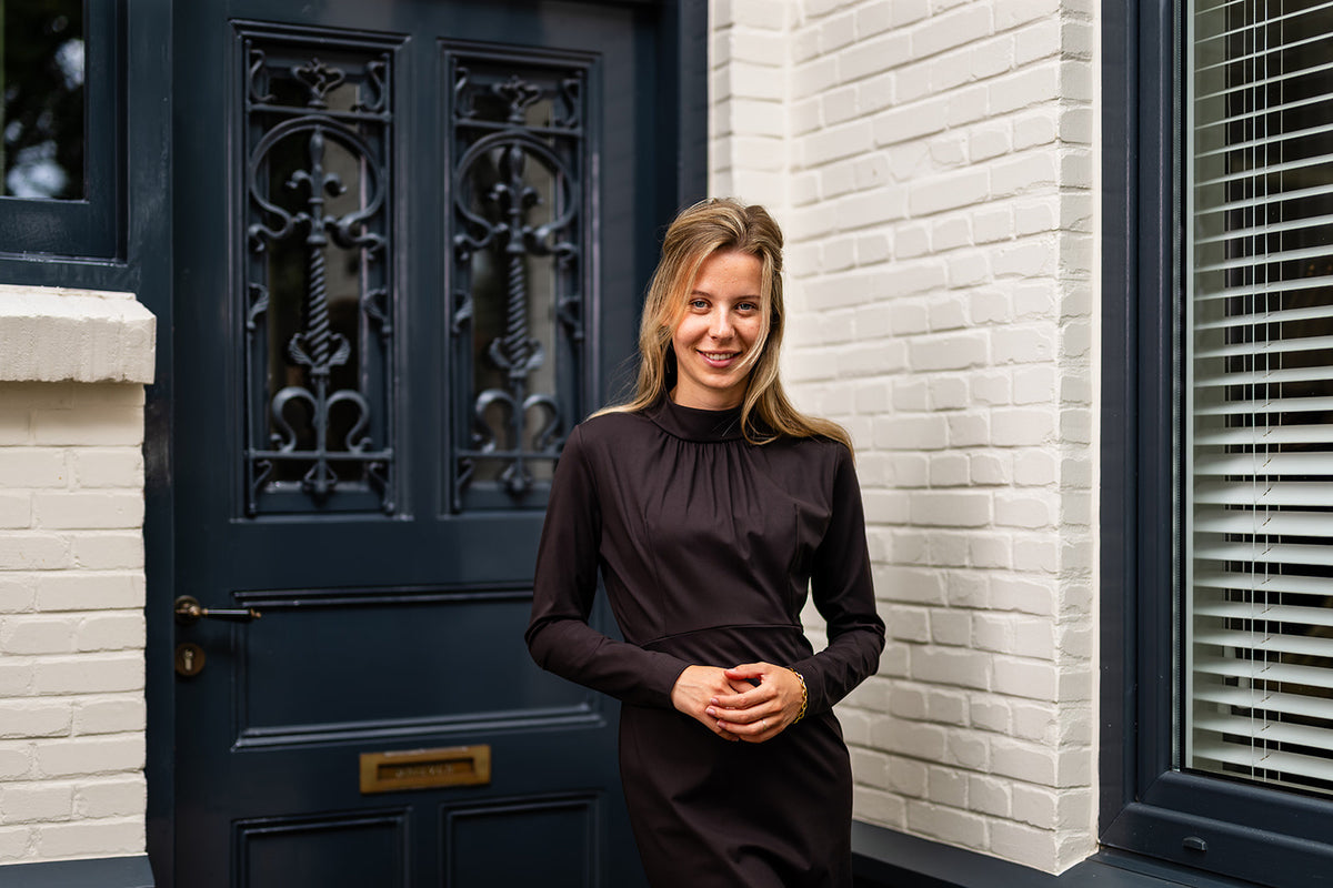 Port Lavande Jurk Leontien donkerbruin
