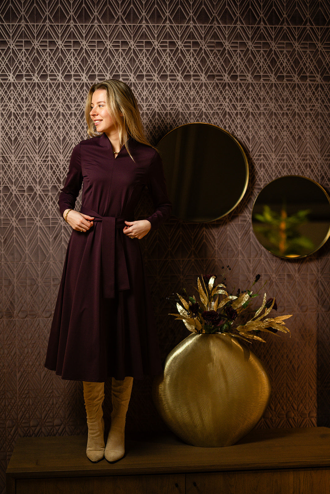 Port Lavande Jurk Mayah aubergine