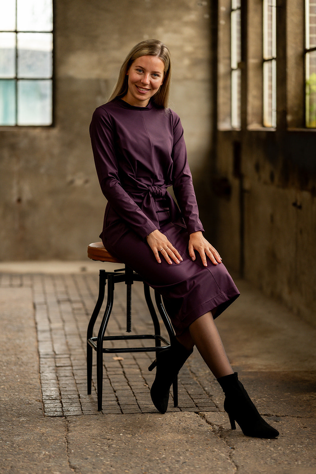 Port Lavande Jurk Zelena aubergine
