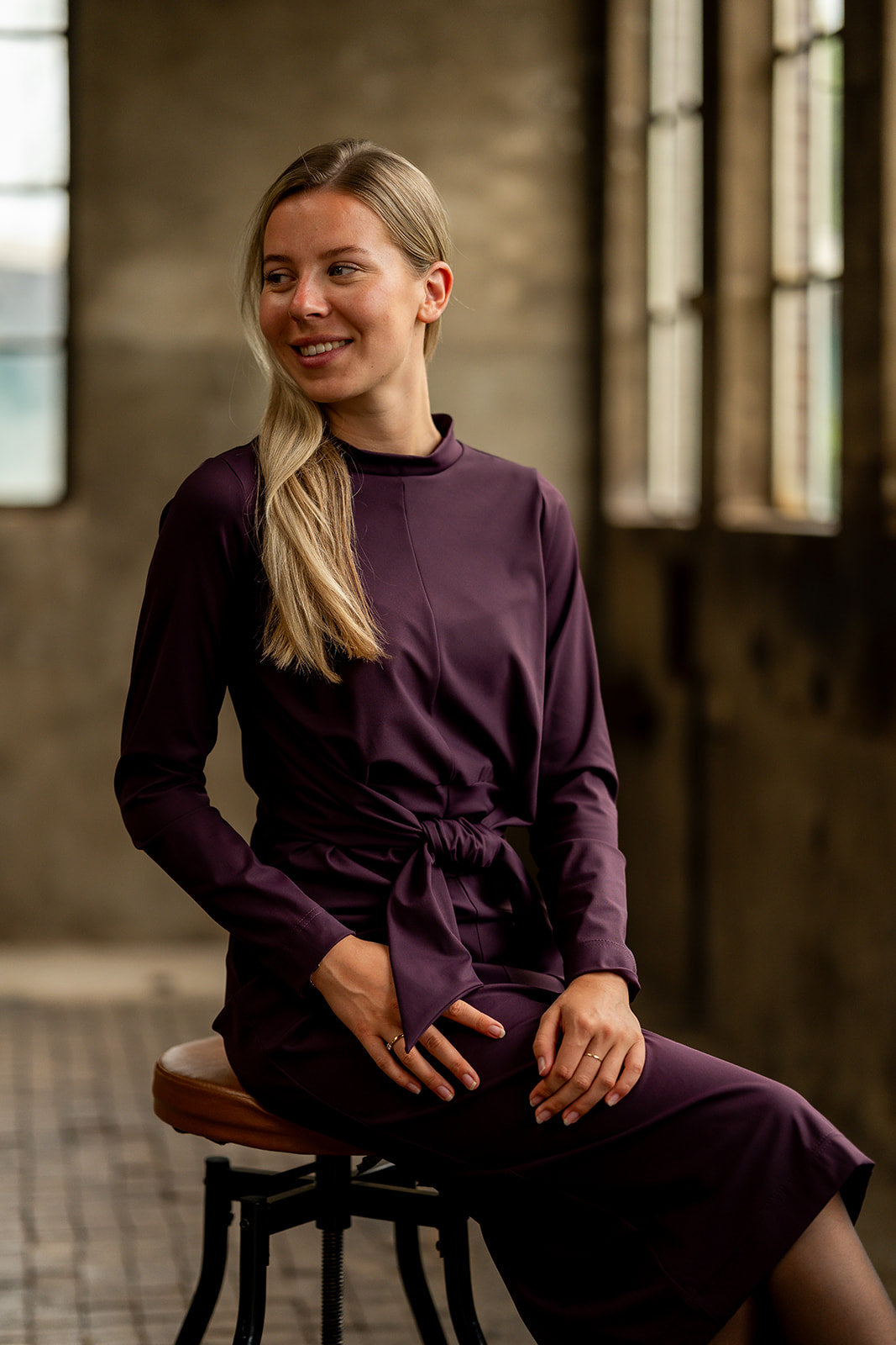 Port Lavande Jurk Zelena aubergine